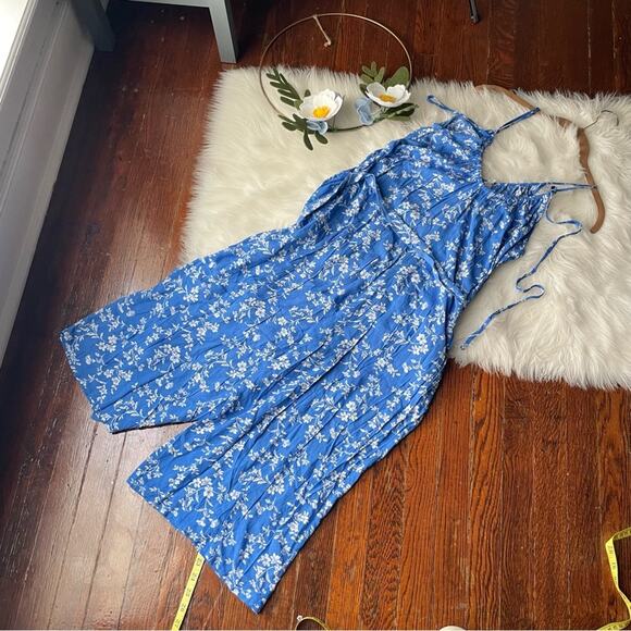 Blue Wide Leg Jumpsuit Floral Flowy NWT - Picture 8 of 8
